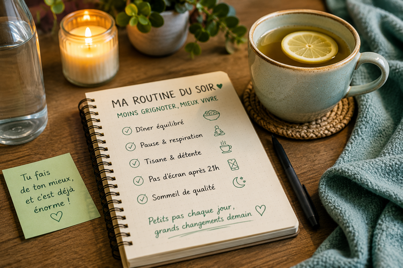 Suivi alimentaire Carnet de suivi alimentaire bien-être avec stylo et tisane