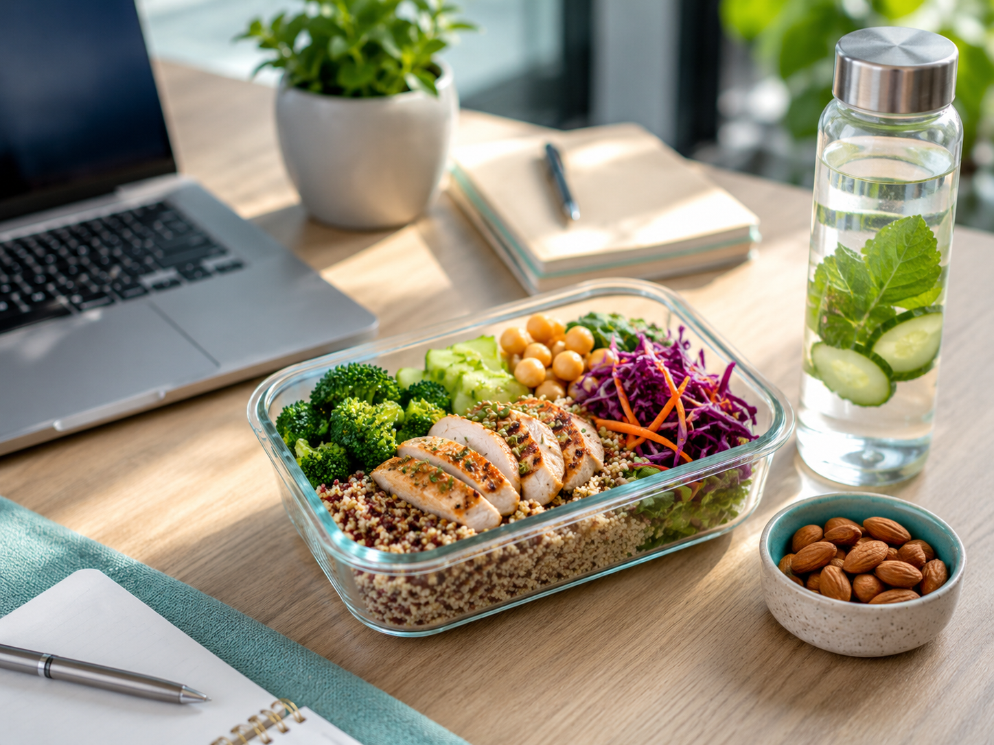 Bowl anti‑fatigue Bowl complet anti‑fatigue avec quinoa, poulet et légumes colorés