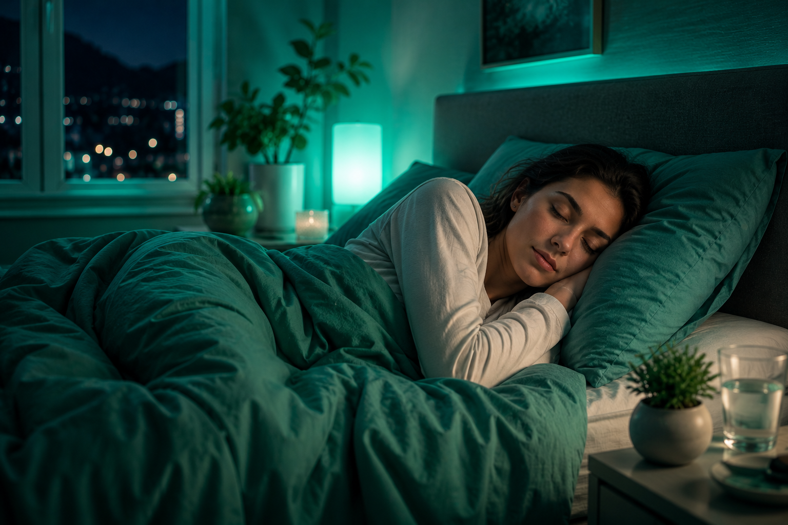 Sommeil profond chambre sommeil profond lumière turquoise